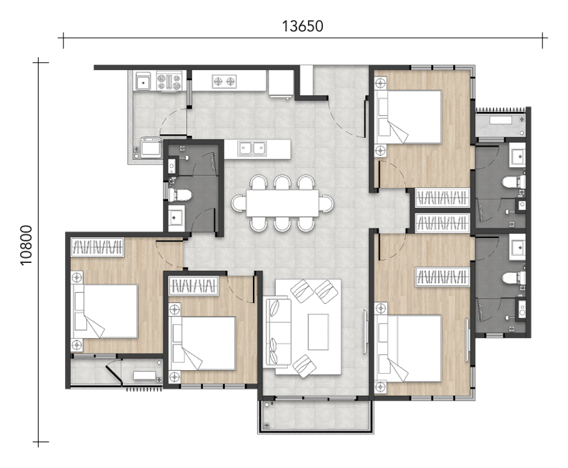 Type D floor plan, 1,272 sq. ft., Amara Residences @ Ara Damansara